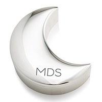 Personalised Silver Half Moon Jewellery Box - Modern Initials Etching