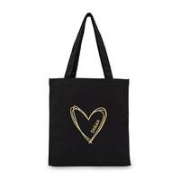 personalised heart black canvas tote bag tote bag with gussets