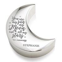 Personalised Silver Half Moon Jewellery Box - My Sun Moon and Stars Etching