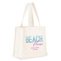 Personalised White Canvas Tote Bag - Beach Please - Mini Tote with Gussets