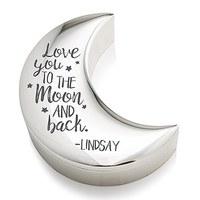 Personalised Silver Half Moon Jewellery Box - Love You to the Moon and Back Etching