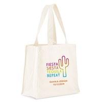 Personalised White Canvas Tote Bag - Fiesta Siesta Tequila Repeat - Tote Bag with Gussets