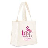 Personalised White Canvas Tote Bag - Let\'s Flamingle - Mini Tote with Gussets