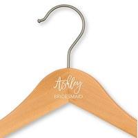 Personalised Wooden Wedding Hanger - Calligraphic Name Printing - Natural