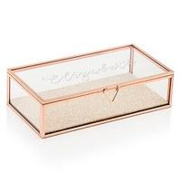 Personalised Glass Jewellery Box with Rose Gold - Elegant Calligraphy Printing