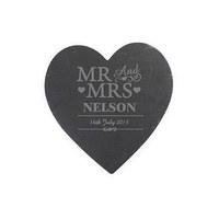 Personalised Mr & Mrs Slate Heart Placemat
