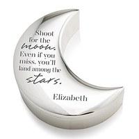 Personalised Silver Half Moon Jewellery Box - Shoot for the Moon Etching