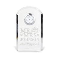 Personalised Mr & Mrs Crystal Clock