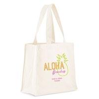 personalised white canvas tote bag aloha beaches mini tote with gusset ...