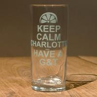 Personalised Keep Calm G&T Glass