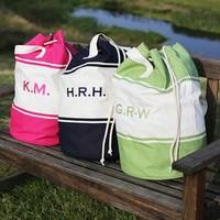 personalised canvas duffle bag available in three colours