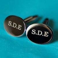 Personalised Silver Oval Cufflinks