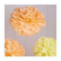 Peach and Yellow Paper Pompoms 5 Pack