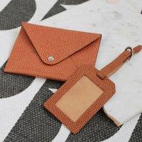 Personalised Leather Passport Holder and Luggage Tag