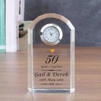 personalised golden anniversary crystal clock