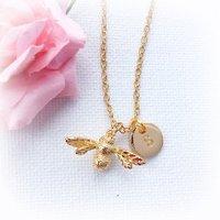 Personalised Gold Bumble Bee Necklace