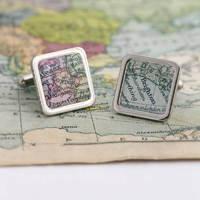 Personalised Vintage Map Cufflinks