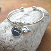 Personalised Puff Heart Bangle