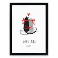 personalised purr fect love framed poster
