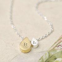 PERSONALISED MOTHER AND BABY DOUBLE DROPLET NECKLACE