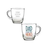 personalised dad first hero glass mug