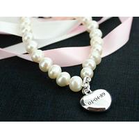 personalised pearl bracelet with heart charm