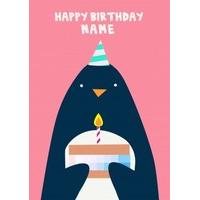 penguin birthday cake birthday card ja1045