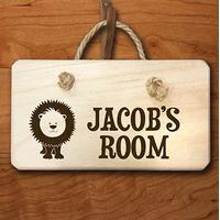 Personalised Engraved Wooden Door Sign with Lion