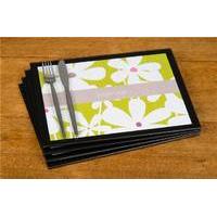 Personalised White Flowers Glass Placemats