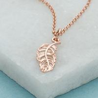 Personalised Rose Gold Feather Necklace