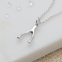 Personalised Silver Wishbone Necklace