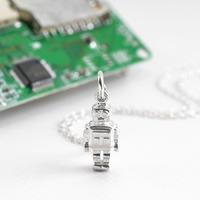 Personalised Silver Robot Necklace