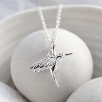 Personalised Silver and Diamond Hummingbird Necklace