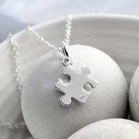 Personalised Silver and Diamond Jigsaw Necklace