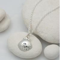 personalised silver clam shell necklace