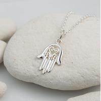 Personalised Silver Fatima Hand Necklace
