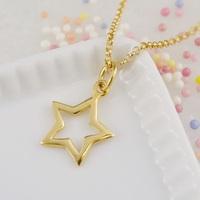 Personalised Gold Open Star Necklace