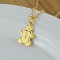 Personalised Gold Gingerbread Man Necklace
