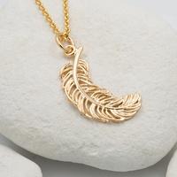Personalised Large Gold Feather Necklace