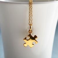 Personalised Gold Jigsaw Necklace