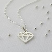 Personalised Silver Geometric Diamond Necklace