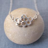 personalised silver honeycomb necklace