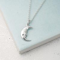 personalised silver moon necklace