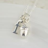 Personalised Silver Acorn Necklace