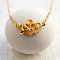 Personalised Gold Honeycomb Necklace