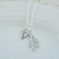 Personalised Silver Oak Leaf Necklace
