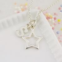 Personalised Silver Open Star Necklace