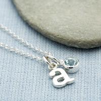 personalised march birthstone necklace aquamarine