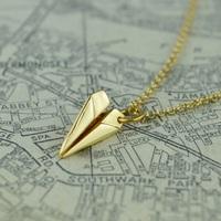 Personalised Gold Paper Plane Necklace