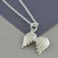 Personalised Silver Large Angel Wings Necklace